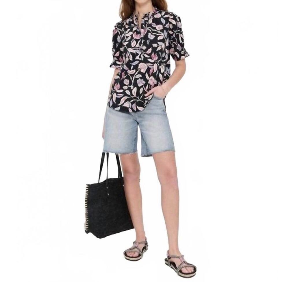 Apiece Apart Los Altos Garden Floral Pink Organic Cotton Blouse Size XS New W13